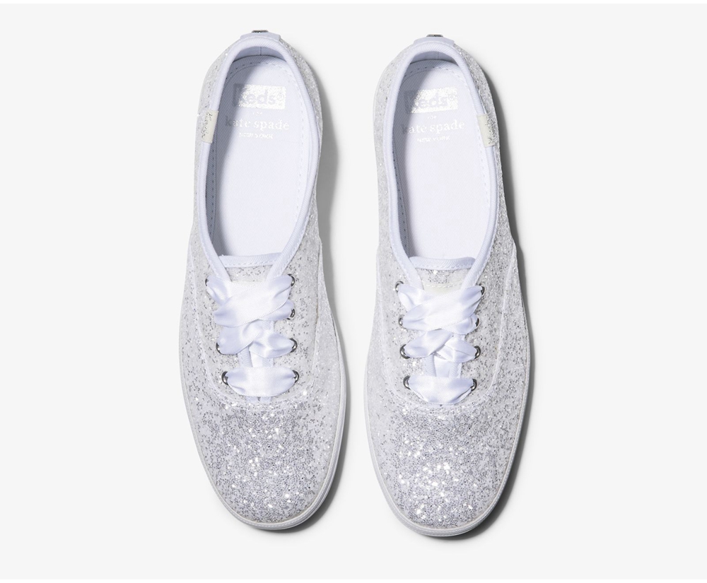 Keds Womens Sneakers White - Kate Spade new york Champion Glitter - 430MRYCXQ